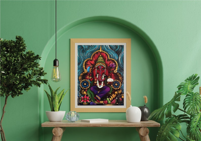 Ganesh Elephant Ganesha Hindu India Art Poster Print from Original Painting by Catherine Dolch image 2