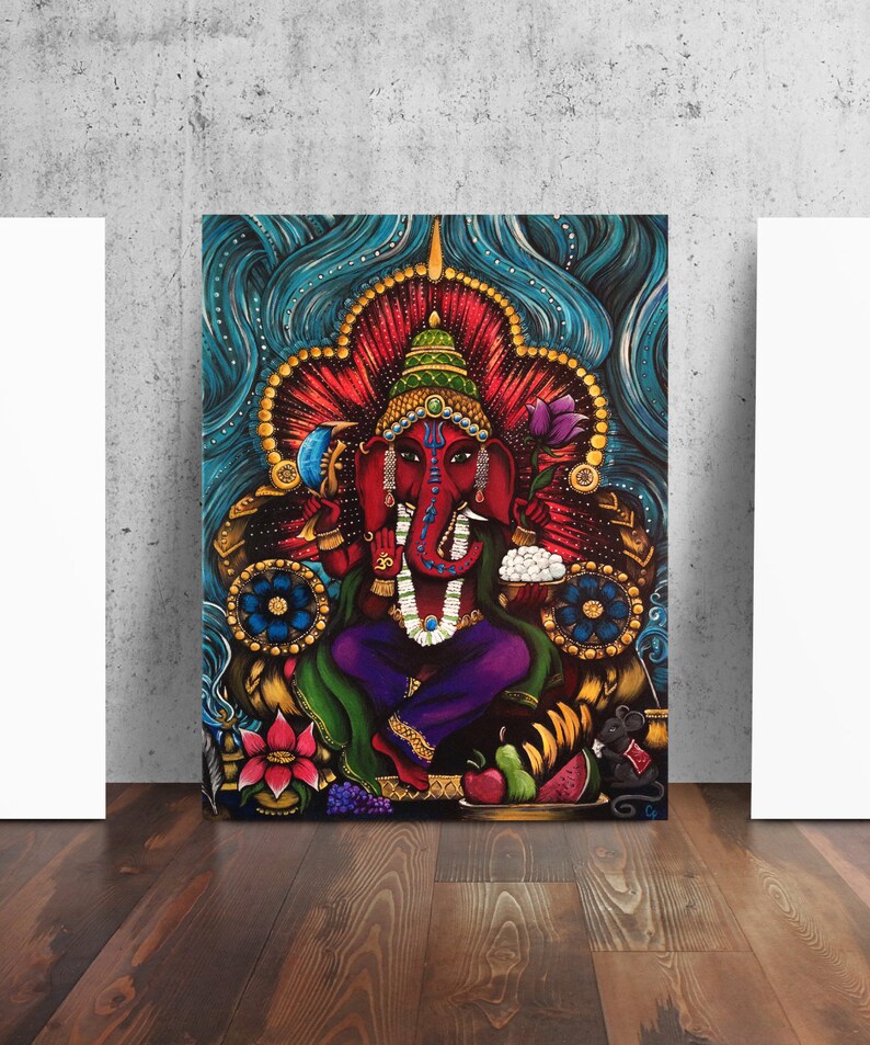 Ganesh Elephant Ganesha Hindu India Art Poster Print from Original Painting by Catherine Dolch image 1