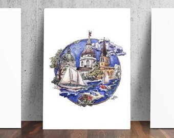 City of Annapolis Maryland Sailing and Architecture Print