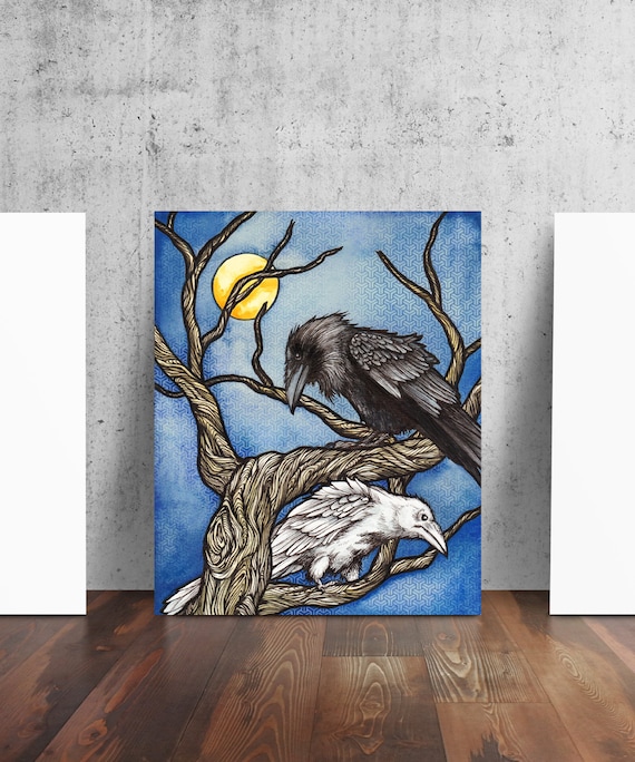 Twa Corbies Two Crows Raven Art Print by Catherine Paschal Dolch