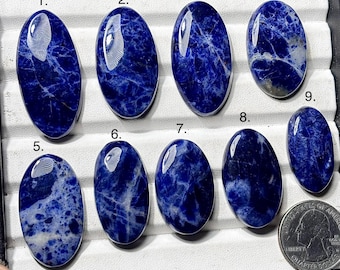 Sodalite Smooth Cabochon, Natural Sodalite Flatback Loose Gemstone for Jewelry Making
