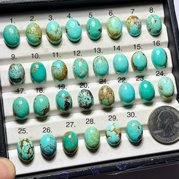Natural Nevada Turquoise Smooth Cabochons: Loose Gemstones For Jewelry Making