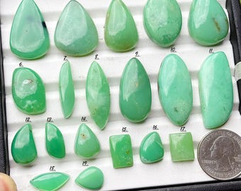 Natural Chrysoprase: Flat Back Loose Gemstones for Jewelry Making