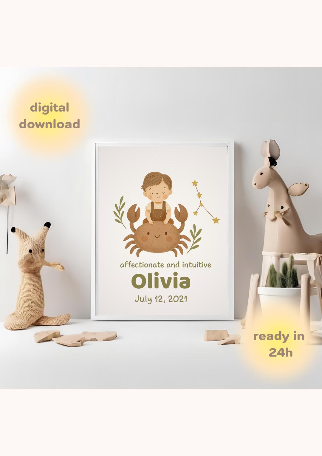 Personalized Zodiac Nursery Wall Art – Digital Download | Custom Baby ...