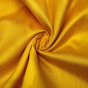Pure Yellow Colour Raw Silk Dupioni Fabric, Faux Silk Dupioni Fabric, Curtain Dupioni Fabric For Bridal Wedding Dresses, Fabric BY The Yards