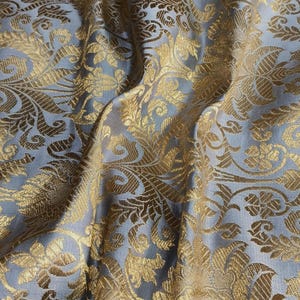 Brocade Fabric By The Yards, Luxurious Indian Brocade Fabric, Silver & Gold Brocade Fabric, Wedding Indian Brocade Bridal Dresses Fabric