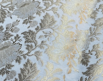 Ice Blue Silk Brocade Fabric: Indian Wedding Bridal Dress Material