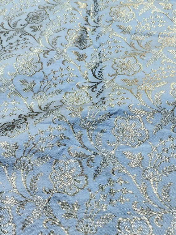 Ice Blue Silk Brocade Fabric: Indian Wedding Bridal Dress Material - Etsy