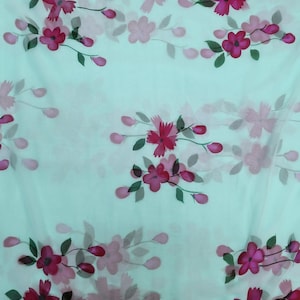 Luxuries Hand-printed Silk Georgette Fabric, Floral Printed Georgette Fabric, Soft&Silky Fabric For Party, Wedding Gown Fabric By Yards