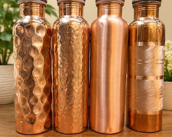 100% Pure Copper Bottle, 1L, Leak-Proof, Ayurvedic Health Benefits, Handmade Drinkware