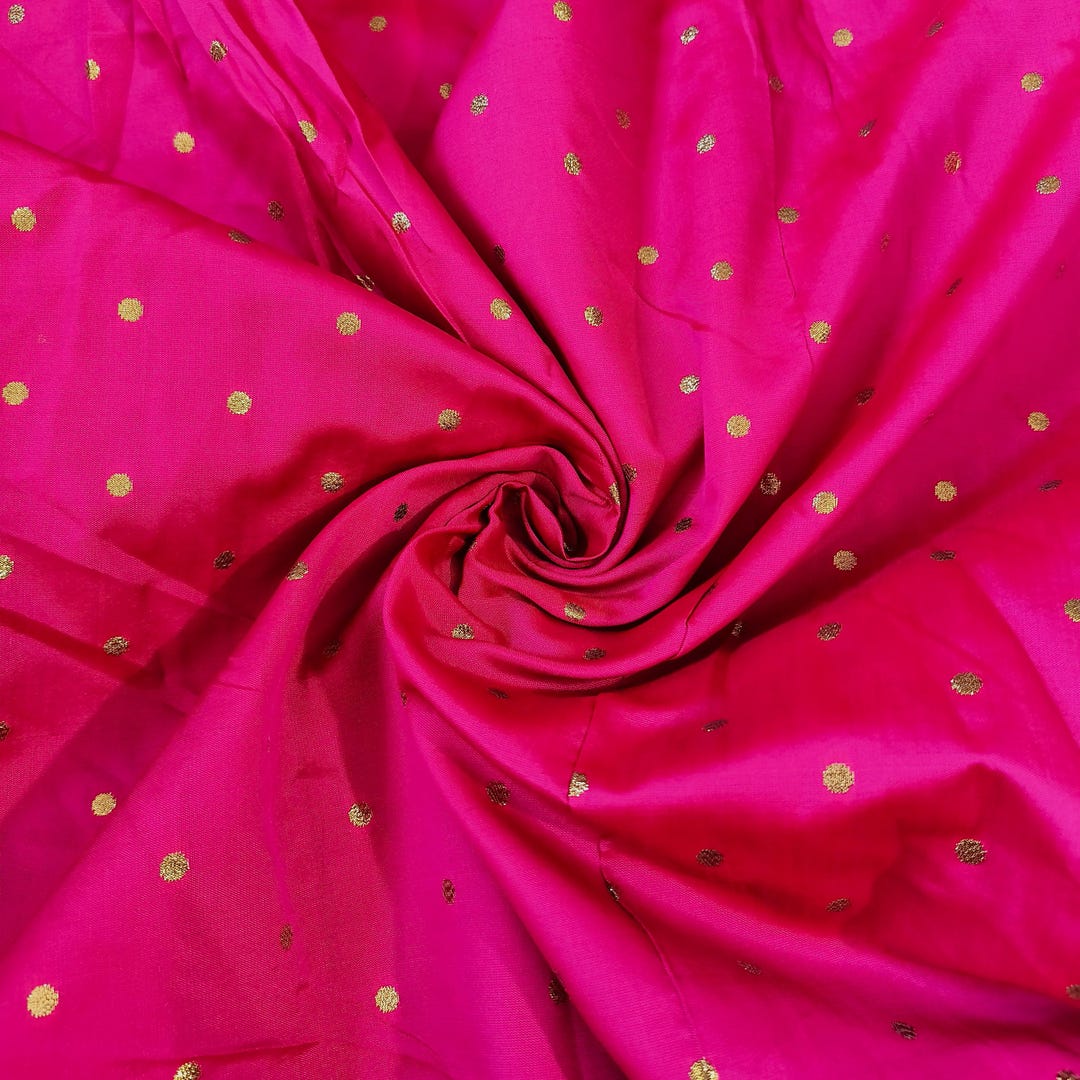 Fuchsia Polka Dot Taffeta Fabric: Polyester Gown & Bridal Dress ...
