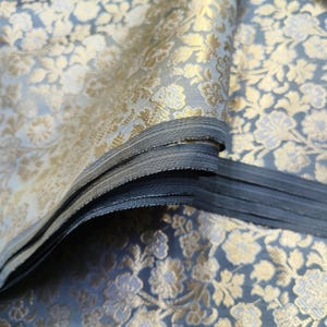 Gray & Silver Brocade Fabric: Indian Wedding Bridal Dress Material