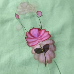 Luxuries Hand-printed Silk Organza Fabric, Floral Printed Organza Fabric, Lightweight Organza Fabric For Party, Wedding Gown Fabric By Yards