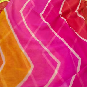 Luxuries Lehariya Pattern Printed Silk Chiffon Fabric, Soft&Silky Lightweight Chiffon Fabric For Party, Wedding Dress Fabric by the Yards