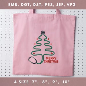 Patrón de bordado de estetoscopio navideño para enfermeras, ideal para camisas, suéteres y uniformes médicos, bordado a máquina.