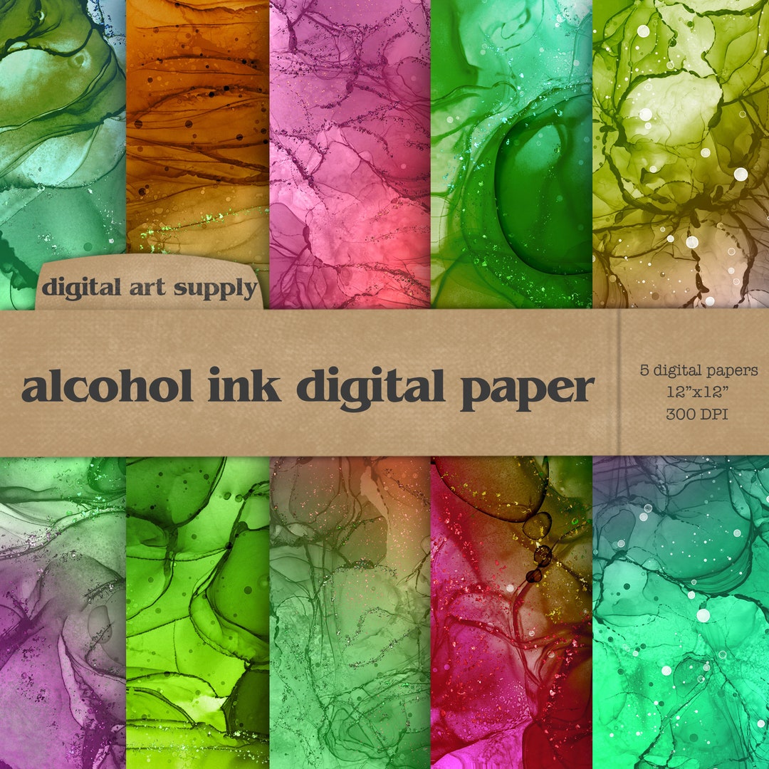 Alcohol Ink Digital Paper: Abstract Texture Backgrounds (12x12", 300 ...