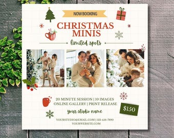 Christmas Mini Session Template For Photographers | Family Photography Photo Template | Photographer Marketing Tools | Mini Session Template