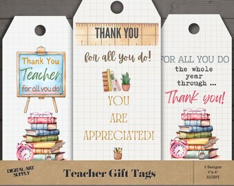 Watercolor Teacher Thank You Gift Tags (Printable Digital Download)