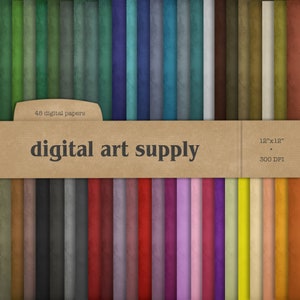 Può includere: Un set di 48 carte digitali in vari colori e trame. Le carte misurano 30,5 cm per 30,5 cm e hanno una risoluzione di 300 DPI. Le carte sono disposte in una cartella etichettata "digital art supply".