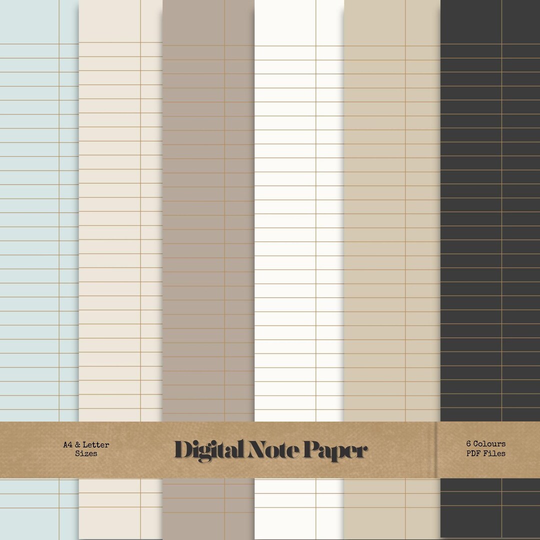 Neutral Minimalist Digital Lined Paper Pack: College, Wide, Narrow ...