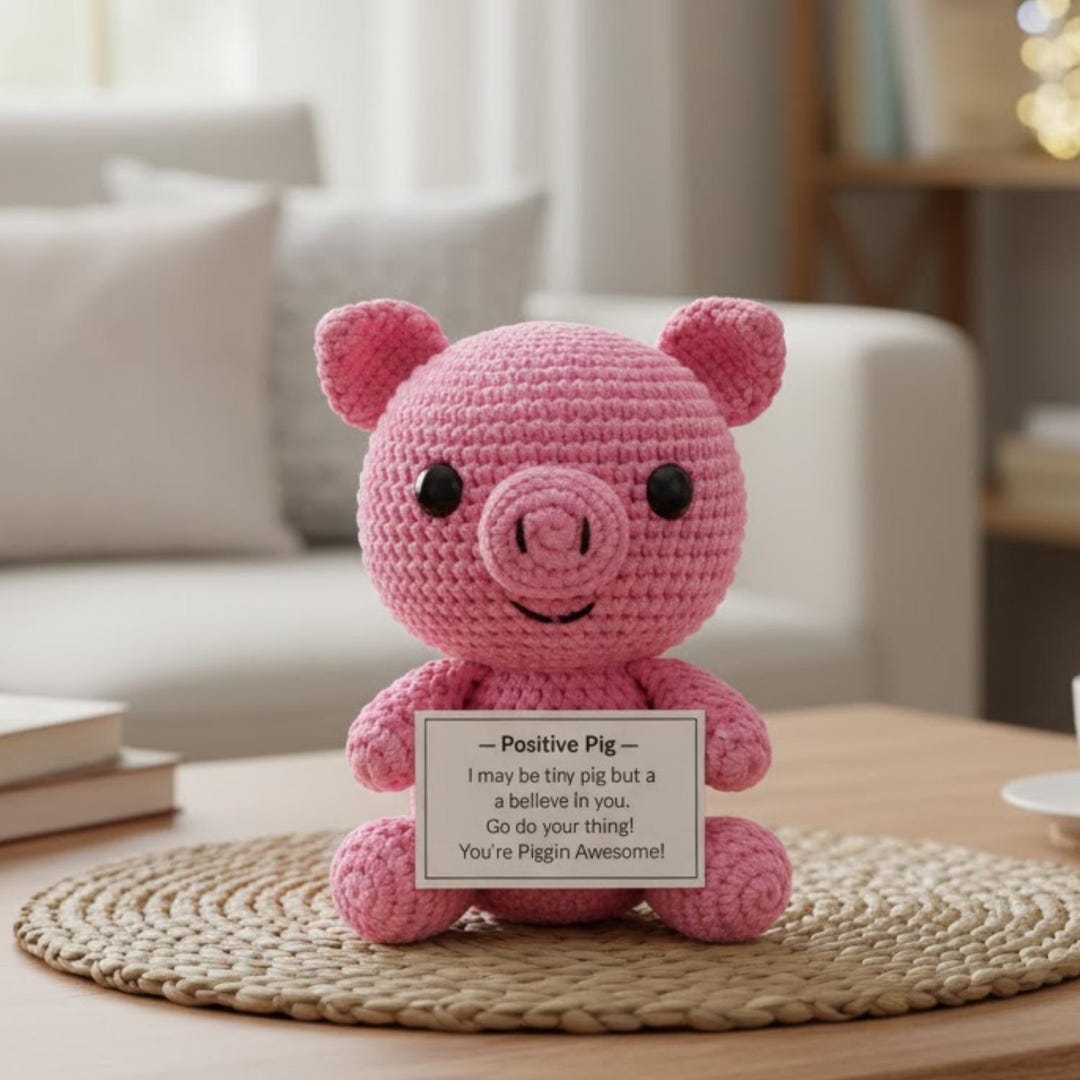 Handmade Crochet Pink Pig Toy