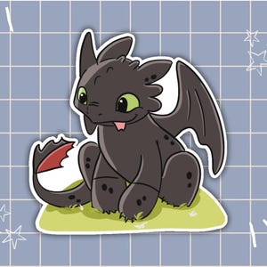 Toothless Dragon Water Resistant Vinyl Sticker for Laptop, Cute Night Fury Decal, How to Train Your Dragon Fan Gift, Fantasy Dragon Sticker
