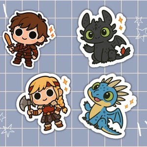 How to Train Your Dragon Cute Character Stickers – Toothless Hiccup Astrid Stormfly Individual Matte Vinyl Decals for Laptop or Journal
