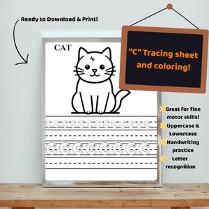 Printable Letter C Tracing Worksheet – Instant Download