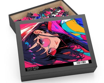 Neon Pulse: 80s Anime Girl in Retro Windbreaker - 252 Piece Jigsaw