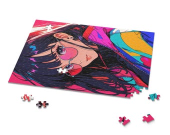 Neon Pulse: 80s Anime Girl in Retro Windbreaker - 252 Piece Jigsaw