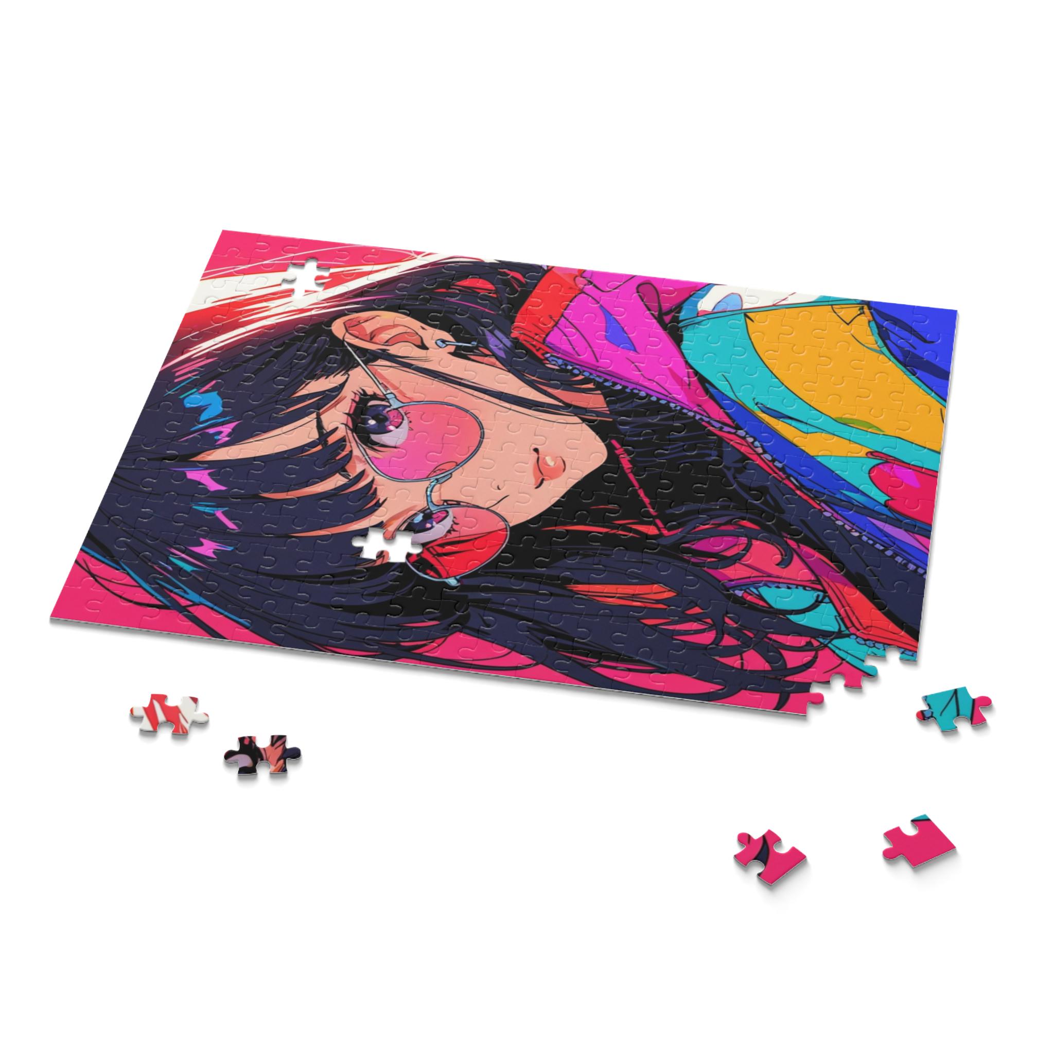 Neon Pulse: 80s Anime Girl in Retro Windbreaker - 252 Piece Jigsaw