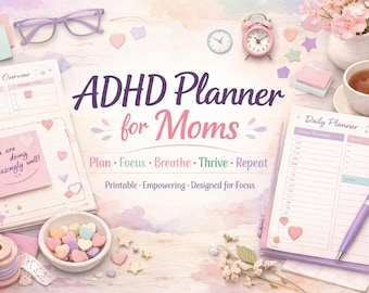 ADHD Planner for Mom | Neurodivergent Daily Organizer | ADHD Strategies & Affirmations | US Letter A4 Printable.