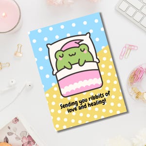 Carte de rétablissement mignonne de grenouille kawaii | Drôle de sentiment de bien-être imprimable | Carte de vœux numérique | Téléchargement instantané | Cadeau de prompt rétablissement