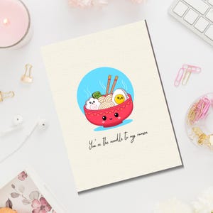 Eres el fideo de mi ramen | Linda tarjeta de amor kawaii | Tarjeta divertida del día de San Valentín | Tarjeta imprimible | Descarga instantánea | Linda tarjeta de cumpleaños