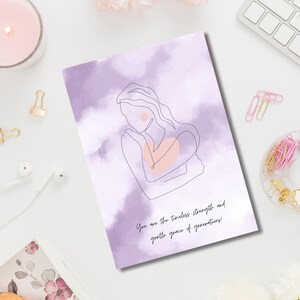 Tarjeta de Afirmación de Empoderamiento para Mujeres | Fuerza Eterna, Gracia Suave | Descarga Digital Imprimible | Regalo de Amor Propio y Empoderamiento