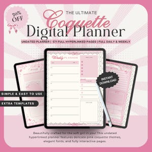 Digital Planner Undated, Digital Planner Aesthetic, iPad and Android Planner, GoodNotes Planner, Monthly Journal, Weekly, Daily