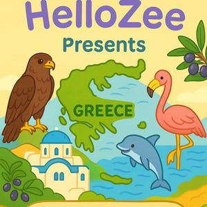 HelloZee - Zwierzęta Grecji | Trójjęzyczna kolorowanka edukacyjna | PDF do druku