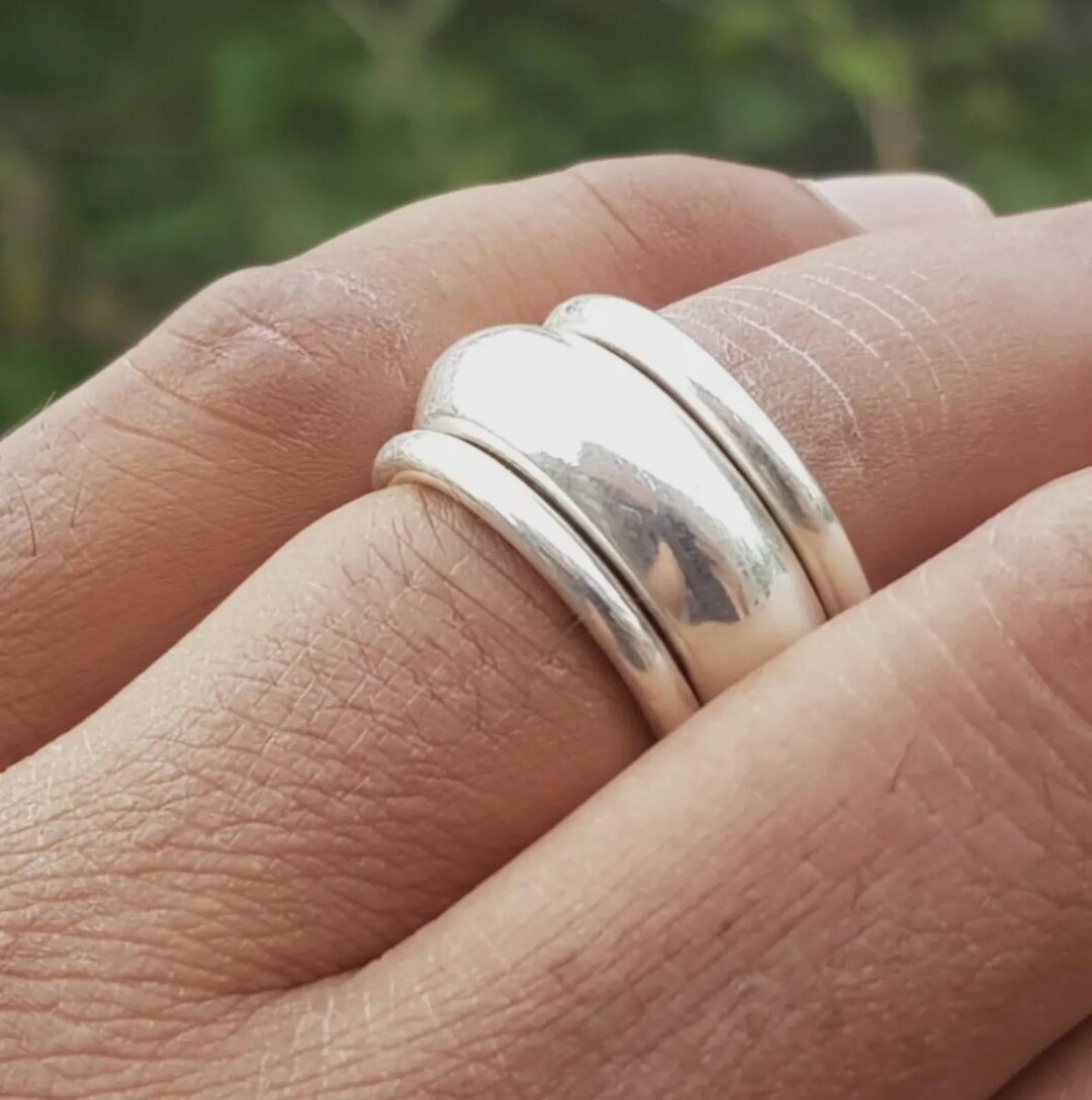 Handmade Sterling Silver Dome Ring Set: Stackable Band Rings - Etsy