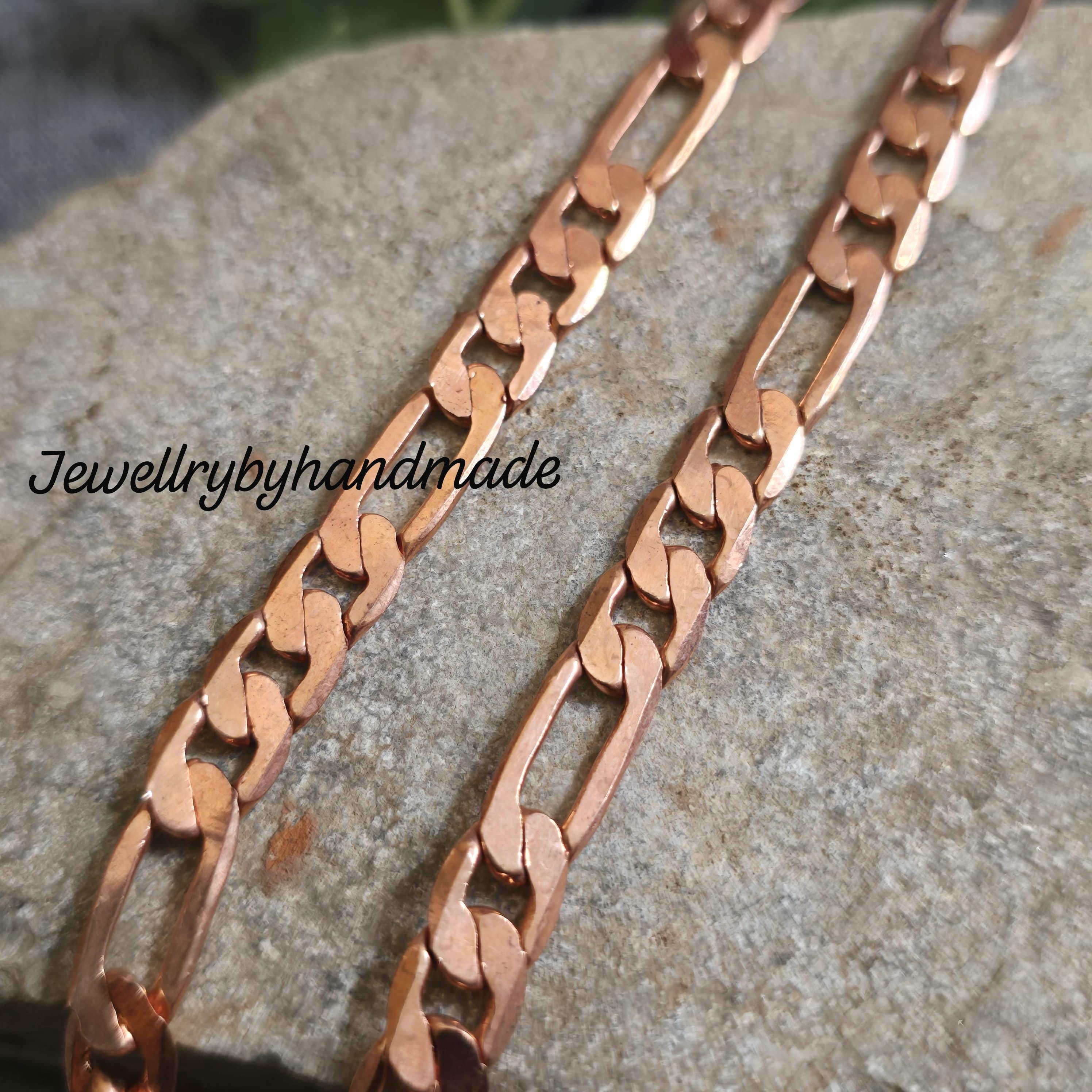 Pure Copper Chain Necklace Flat FIGARO Chain Healing Copper Jewellery Anniversary Gift Solid jewellery Eco friendly chain Antiqued Copper