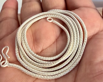 Collar de cadena de eslabones de trigo y serpiente de plata de ley maciza, cadena de cuerda de plata hecha a mano para mujeres y hombres, regalo de joyería minimalista para el día a día.