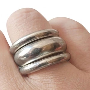 Handgemaakte sterlingzilveren koepelringset: stapelbare band boho-ringen