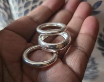 Anillos de cúpula de plata de ley hechos a mano: anillos de banda apilables