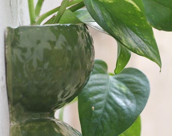 Ceramic Wall Vase – Glazed Hanging Planter for Fresh or Dried Flowers