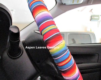 Fiesta stripe steering wheel cover. Serape car decor,
