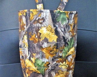 Camo trash bag  - Soft litter bag - Snap closed -  Camouflage  -10x8x5  -Handmade