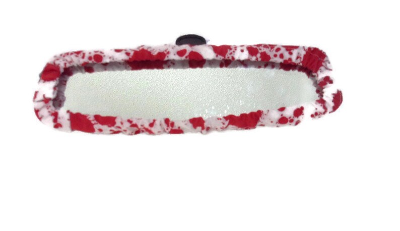 Blood splatter Rear view mirror cover Red splatter on white fabric Panoramic sizes available image 6
