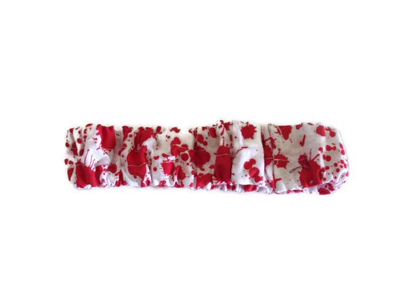 Blood splatter Rear view mirror cover Red splatter on white fabric Panoramic sizes available image 5