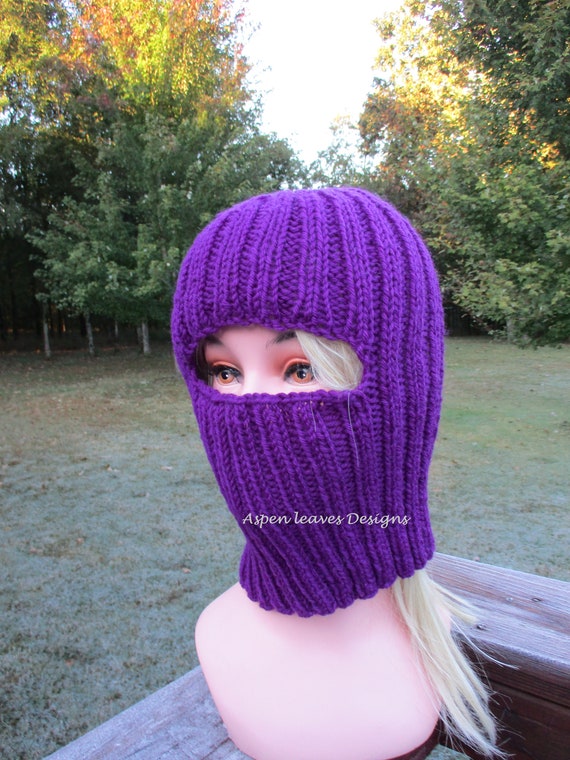 Purple balaclava Ski mask Pure alpine wool Hand knit for adults Ready to  ship Handmade -  Italia