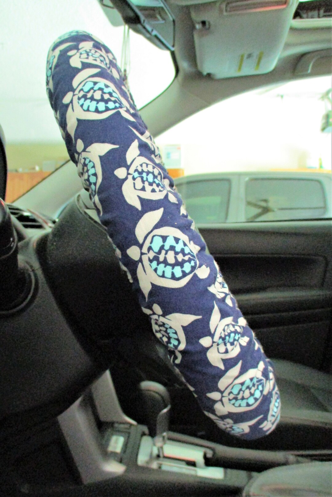 Sea Turtle Steering Wheel Cover Full Grip Fabric Inside White and Blue