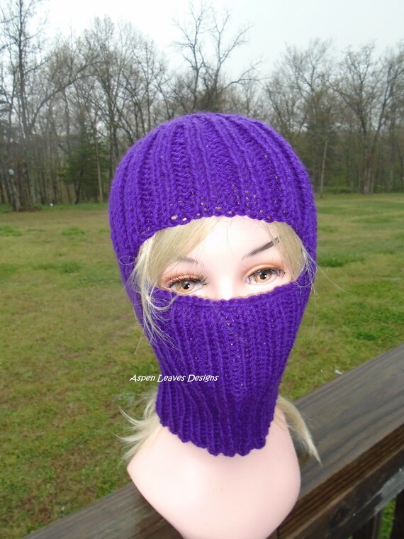 Purple adult balaclava. Ski mask. Pure alpine wool. Hand Etsy